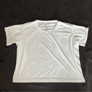 Size S re Real Essentials White Crewneck Crop Top Tee